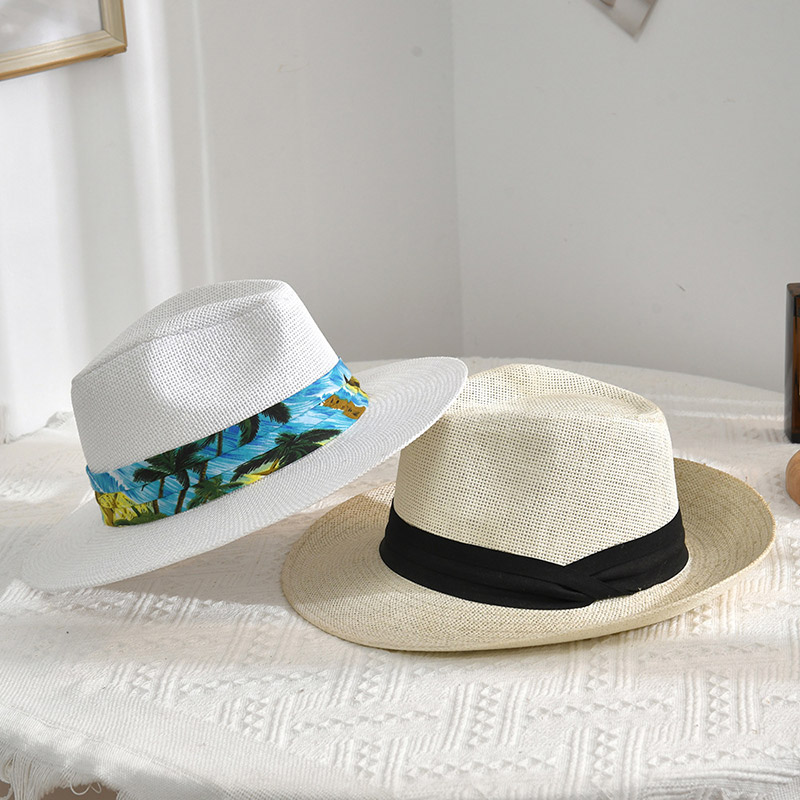 Thiết kế tùy chỉnh Sun Protect Mũ rơm Fedora trắng